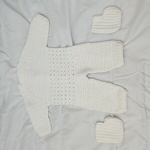 White crochet baby set